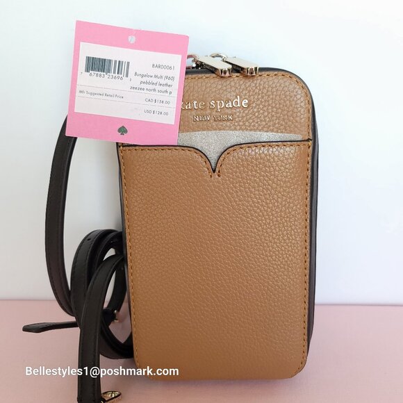 KATE SPADE Zeezee North South Pebbled Leather Phone Crossbody Bag- Bungalow M🎈⭐ - Picture 15 of 16